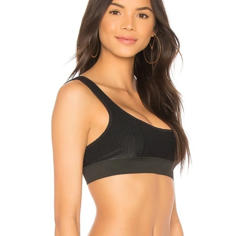 Frankies Bikinis Ribbed Drew Bikini Top XS Black‎
